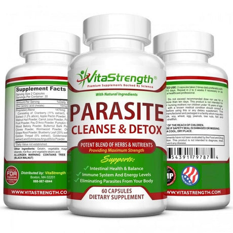 Premium Parasite Cleanse - Intestine Detox with Black Walnut, Wormwood Powder & More - Eliminate Parasites, Pinworms & Other Intestinal Worms