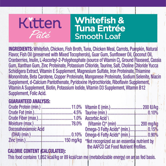 Wellness Complete Health Kitten Wet Cat Food Whitefish & Tuna Entrée, 3Oz Can, Pack of 24