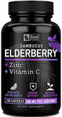 Sambucol Black Elderberry Capsules +Vitamin C with Zinc (100 Count | 500Mg) Elderberry Capsule with Elderberry Zinc and Vitamin C - 3-In-1 Immune Booster for Adults Elderberry Pills