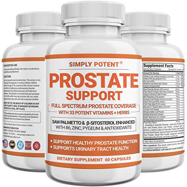 Prostate Support Supplement for Men, 60 Capsules W/Saw Palmetto & Beta-Sitosterol, 33 Herbs to Reduce Frequent Urination, Hair Loss, DHT - Improve Libido & Sleep