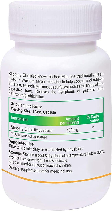 Biotrex Nutraceuticals Slippery Elm 400 Mg, 60 Veg Capsules, Pack of 2