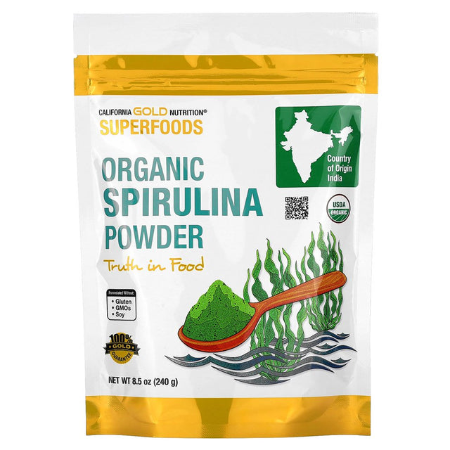 Certified Organic Spirulina Powder, USP Verified, USDA Organic, Non-Gmo, 8.5 Oz (240 G)