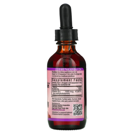 Bluebonnet Nutrition - Liquid Cellularactive Methylcobalamin Vitamin B12 Raspberry 1000 Mcg. - 2 Fl. Oz.