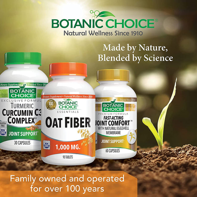 Botanic Choice Oat Fiber -Natural Oat Fiber Dietary Supplement to Support Digestive Health for Women and Men - 90 Tablets (1000 Mg Each)