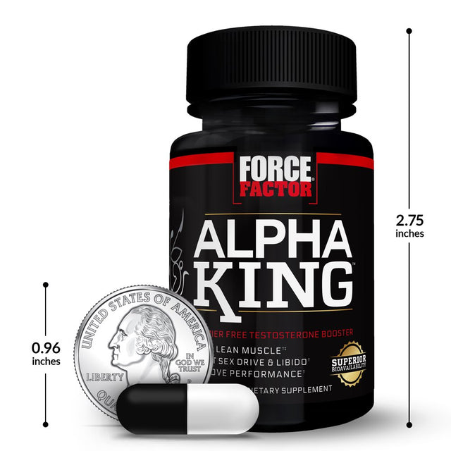 Alpha King Total Testosterone Booster Supplement for Men with Fenugreek Seed, Black Maca, and Tribulus to Build Lean Muscle, Boost Libido, and Improve Performance, Force Factor, 15 Capsules