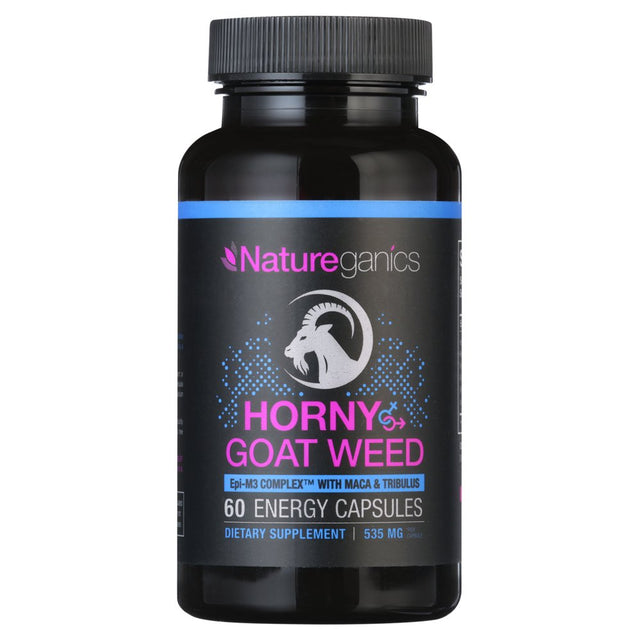 Natureganics Horney Goat Weed, Women and Men'S Performance Pills, 60 Capsules, Sexual Health Supplement, EPI-M3 Complex, Maca, Tribulus Terrestis, L-Arginine, L-Tyrosine, Ashwagandha