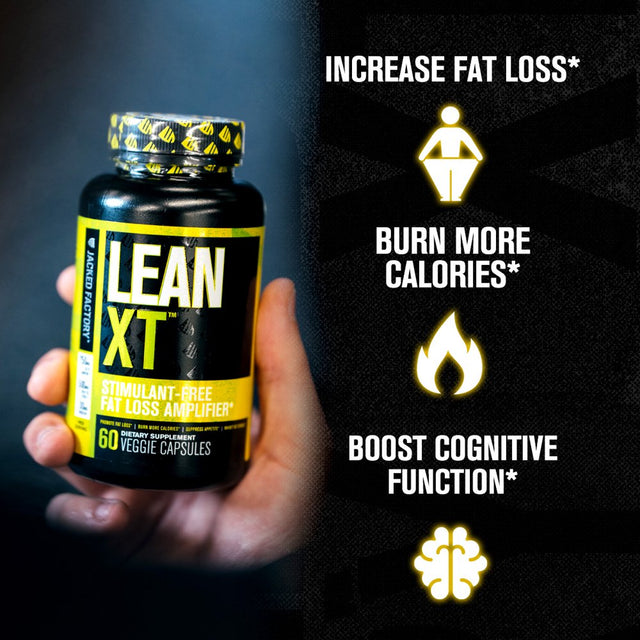 Jacked Factory Lean-Xt Non Stimulant Fat Burner - Weight Loss Supplement, Appetite Suppressant, & Metabolism Booster with Acetyl L-Carnitine, Green Tea Extract, & Forskolin - 60 Count