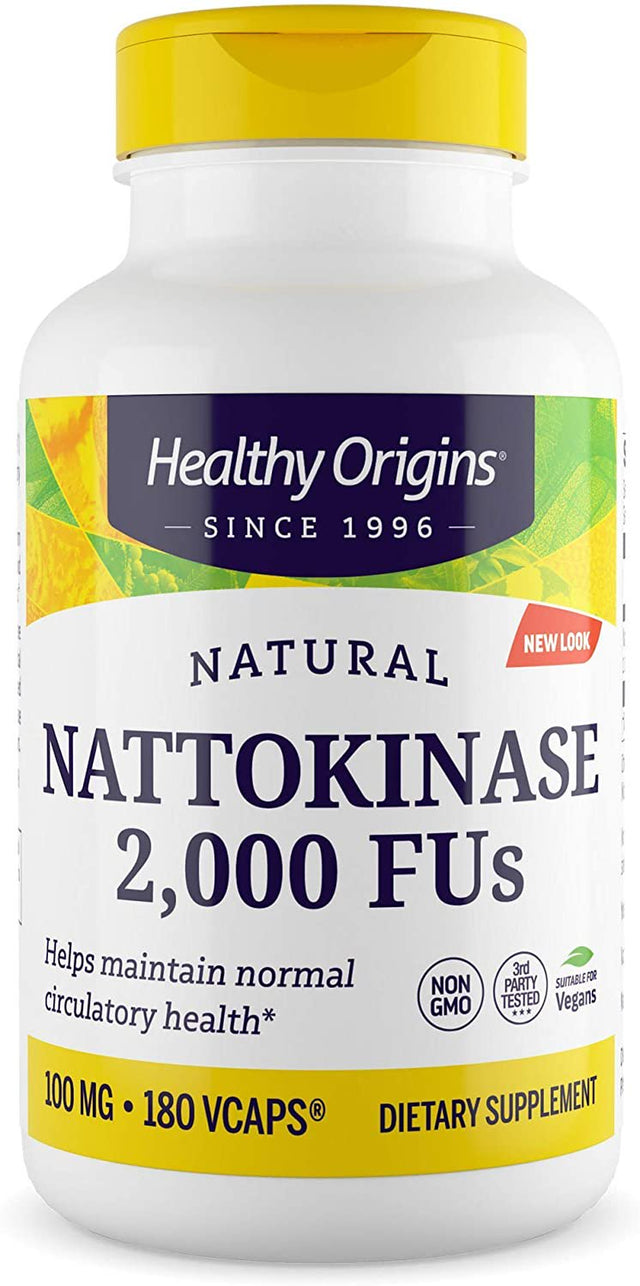 Healthy Origins Nattokinase 2,000 Fu'S (100 Mg, Non-Gmo, Gluten Free, Circulatory Support), 180 Veggie Caps