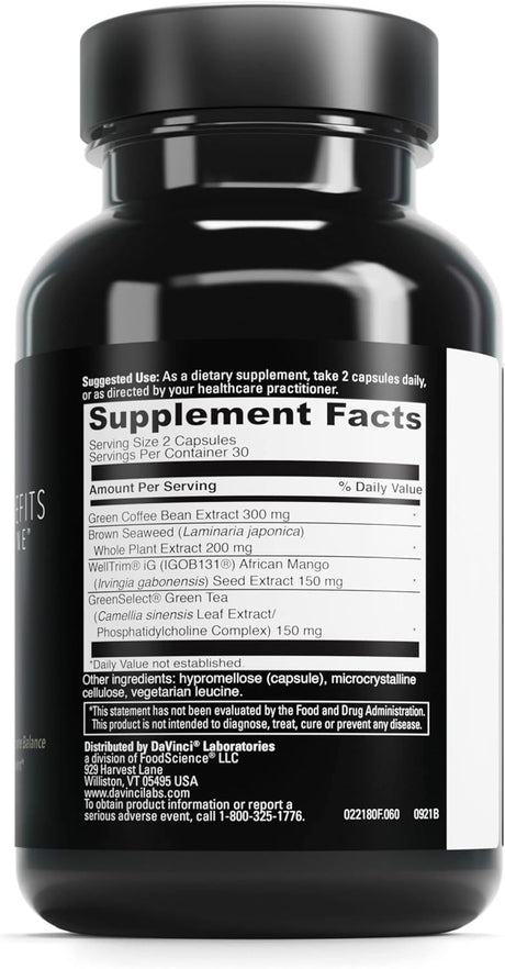 DAVINCI Labs Adipo-Leptin Benefits Dietary Supplement - Hormone Balance Support & Metabolism Support with Green Tea Extract, Green Coffee Bean Extract & More* - 60 Vegetarian Capsules (30 Servings)