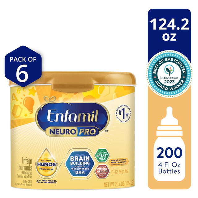 Enfamil Neuropro Baby Formula, Milk-Based Infant Nutrition, MFGM* 5-Year Benefit, Expert-Recommended Brain-Building Omega-3 DHA, Exclusive Humo6 Immune Blend, Non-Gmo, 124.2 Oz​