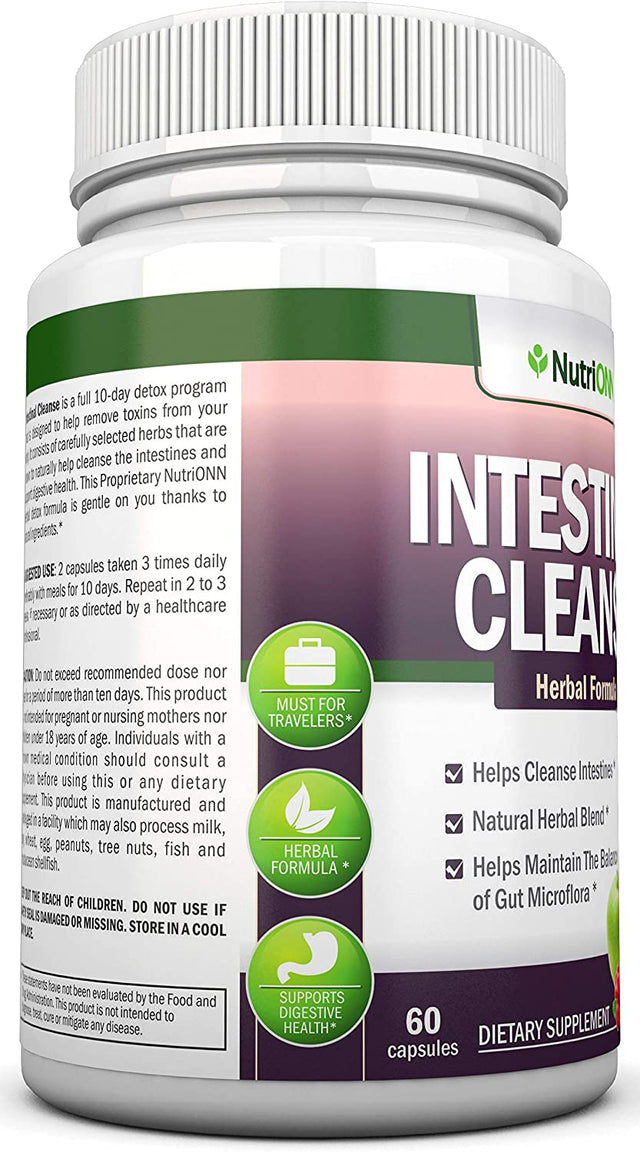 Intestinal Cleanse - All Natural Herbal Detox Formula - Full 10-Day Detox Program - Wormwood, Cranberry, Paul D'Arco, Goldenseal, Garlic, Black Walnut Hull, Echinacea and 10 Other Natural Ingredients