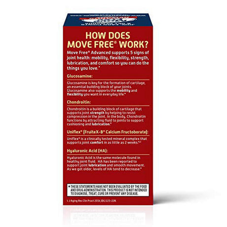 Move Free Triple Strength Glucosamine Chondroitin and Hyaluronic Acid Joint Supplement, 80 Count