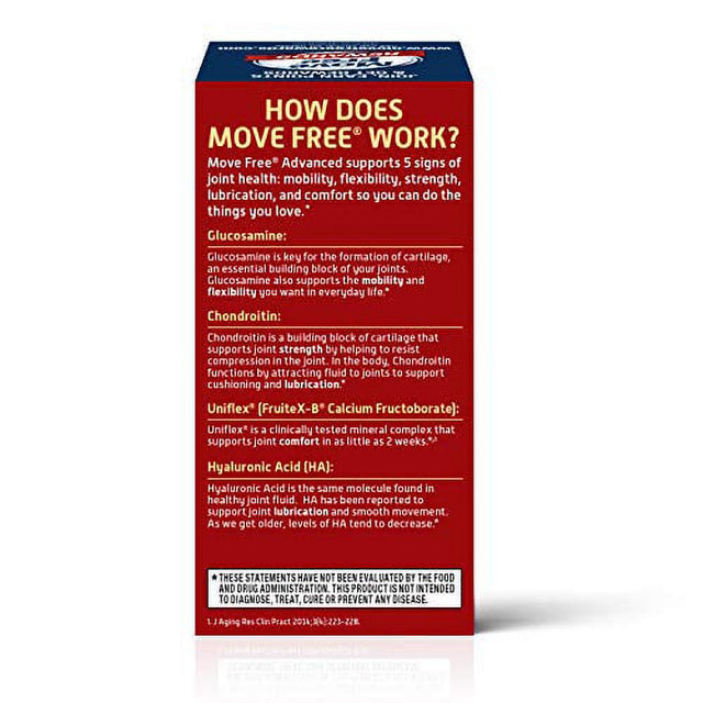 Move Free Triple Strength Glucosamine Chondroitin and Hyaluronic Acid Joint Supplement, 80 Count