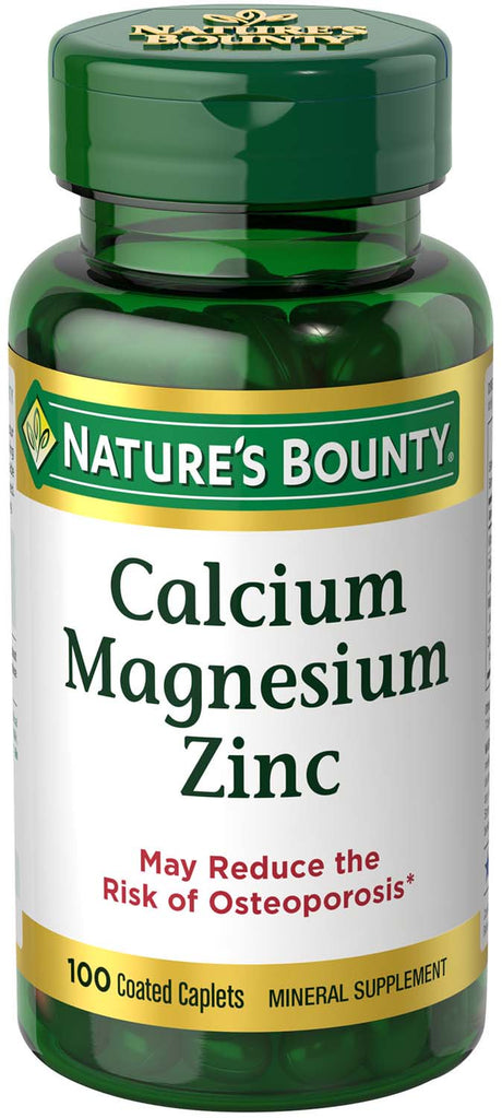 Nature'S Bounty Calcium, Magnesium, Zinc Coated Caplets for Bone Health, 100 Ct