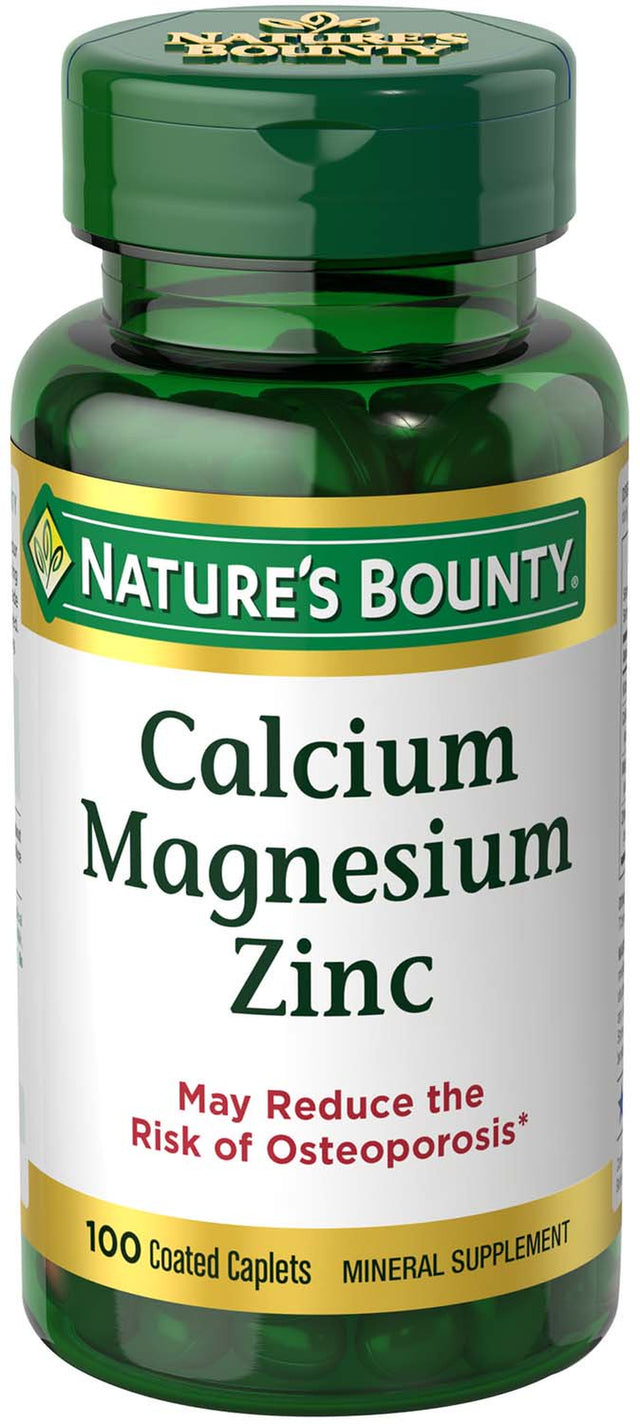 Nature'S Bounty Calcium, Magnesium, Zinc Coated Caplets for Bone Health, 100 Ct