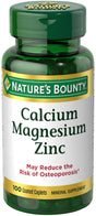 Nature'S Bounty Calcium, Magnesium, Zinc Coated Caplets for Bone Health, 100 Ct