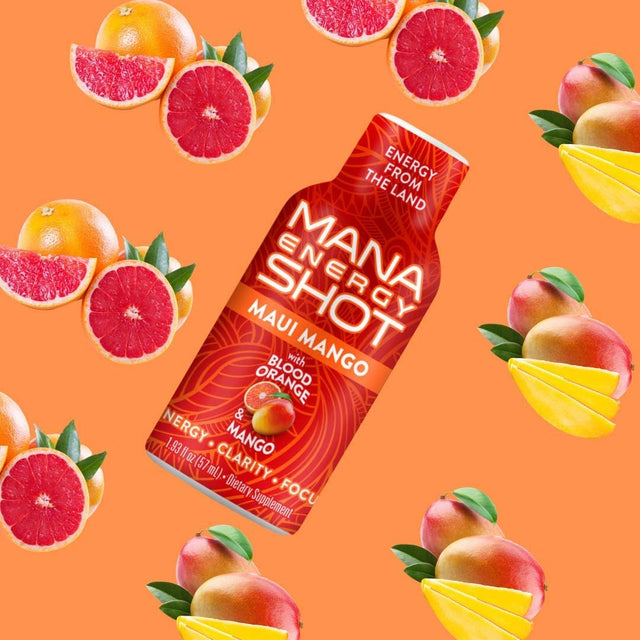 Maui Mango Shot- All Natural Plant Based W/Vitamin C, B12, Zinc for Energy, Focus, Clarity, Immunity Support, Antioxidant, Fatigue, Brain Fog,Performance (12PACK)