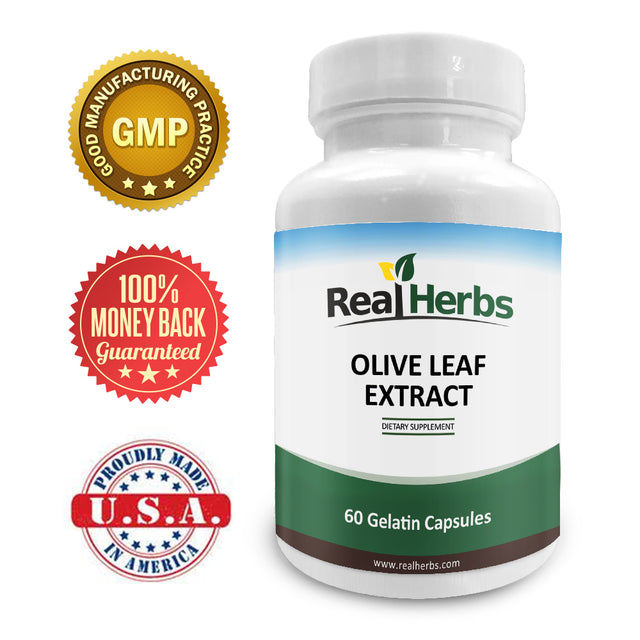 Real Herbs Olive Leaf Extract 750Mg - Standardized to 20% Oleuropein - 60 Vegetarian Capsules