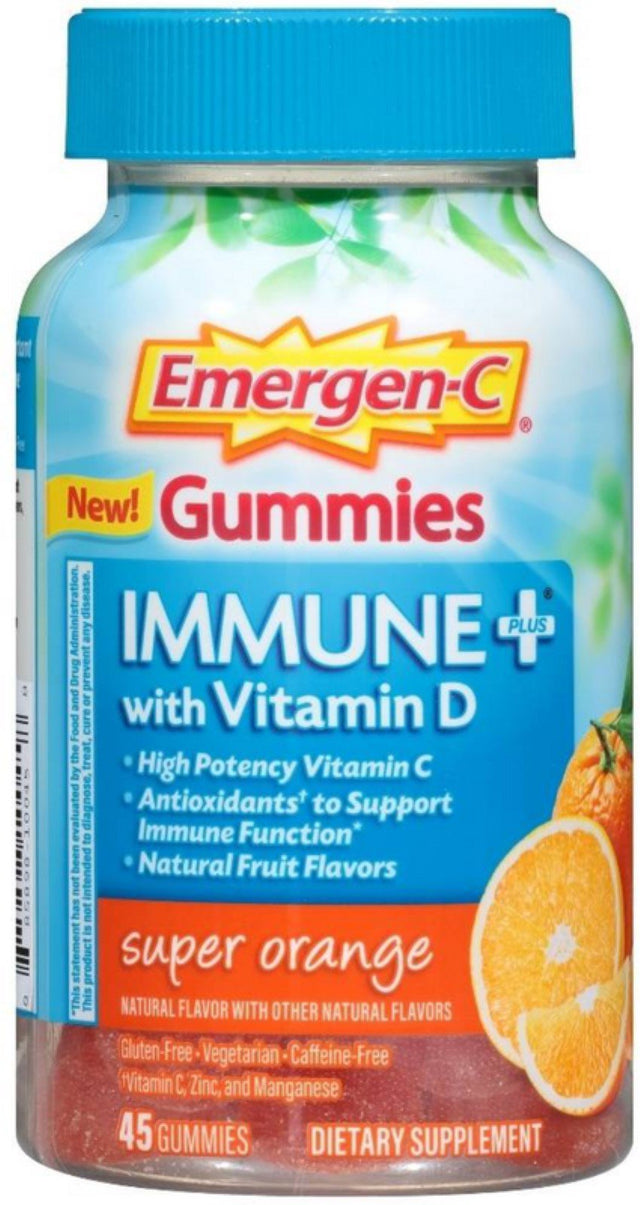 Emergen-C Immune+ Gummies Immune System Support with 500Mg Vitamin C Dietary Supplement, Caffeine Free, Gluten (Pack of 3)