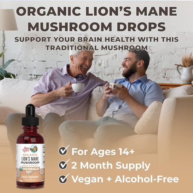 Maryruth'S | USDA Organic Lions Mane Mushroom Liquid Drops | Nootropic Herbal Supplement | Vegan, Non-Gmo | 1 Fl Oz / 30 Ml