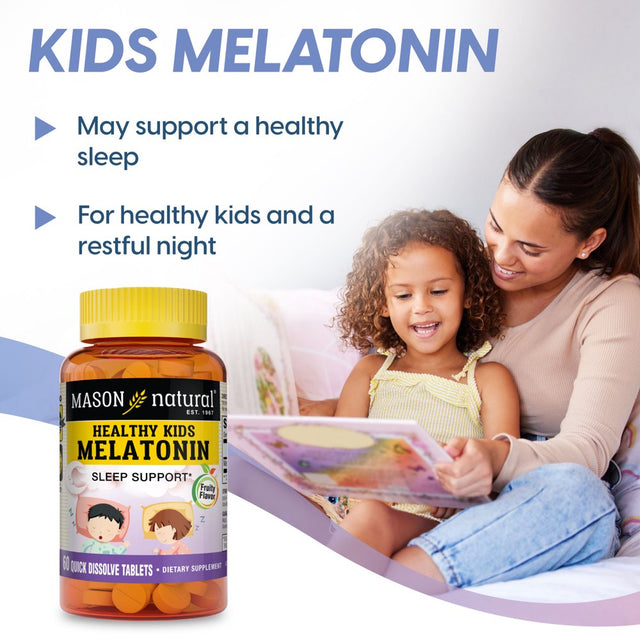 Mason Kids Melatonin: Supports Healthy Sleep, Fast-Acting, Fruit Flavored, 60 Tabs