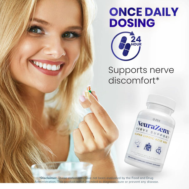 Neurazenx® Nerve Support with Alpha-Lipoic Acid (1200Mg), Benfotiamine, Organic Turmeric, B Complex Vitamins