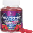 Vitamin D3 Gummies 5,000 IU Extra Strength 125 Mcg D3 Supplement Gummy - Support Natural Bone, Muscle, & Immune Health - Gluten Free - Non-Gmo - Nature'S Raspberry Flavor - 60 Gummies - 60 Day Supply