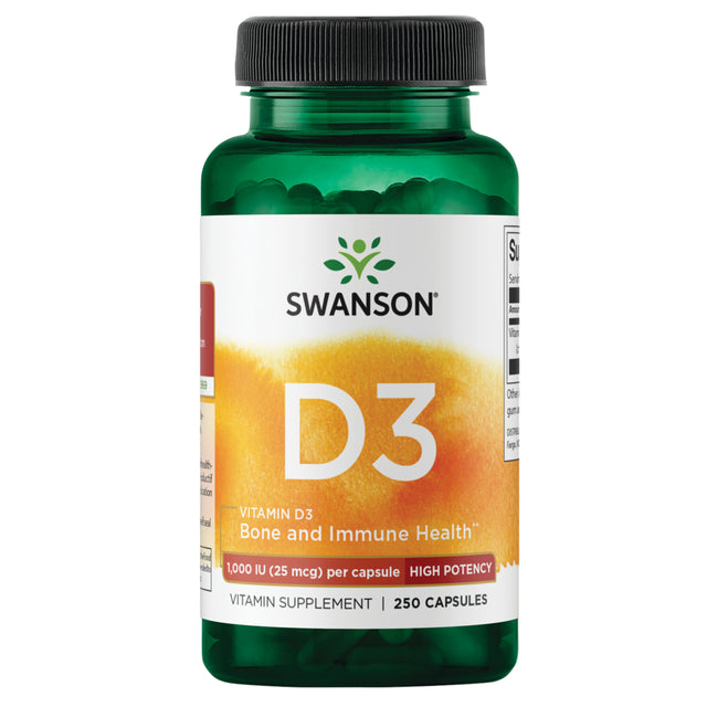 Swanson High Potency Vitamin D3 Capsules, 1,000 IU, 250 Count