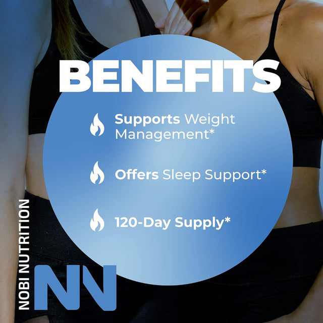 Nobi Nutrition Night Time Hunger Suppressant & Weight Loss Support Supplements for Women & Men | Burn Belly Fat Support Metabolism & Fall Asleep Fast | 120Ct