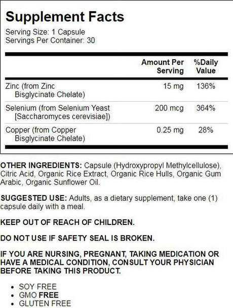 Dr. Mercola Zinc plus Selenium 30 Caps