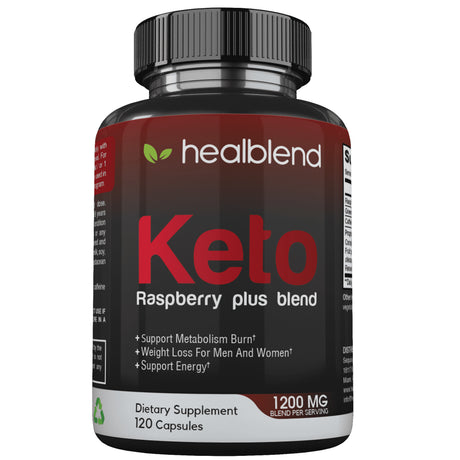 Healblend Raspberry Keto plus Supplement - Ketones Diet Pills, Advanced Weight Loss Support, Promotes Ketosis for Women and Men - 120 Capsules