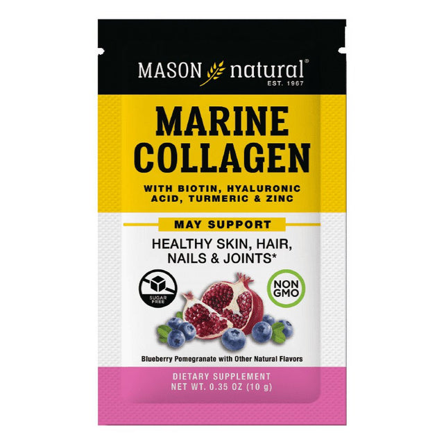 Mason Natural Marine Collagen - Blueberry Pomegranate Hydrating Drink Mix, 14 Quick Dissolve Stick Packs