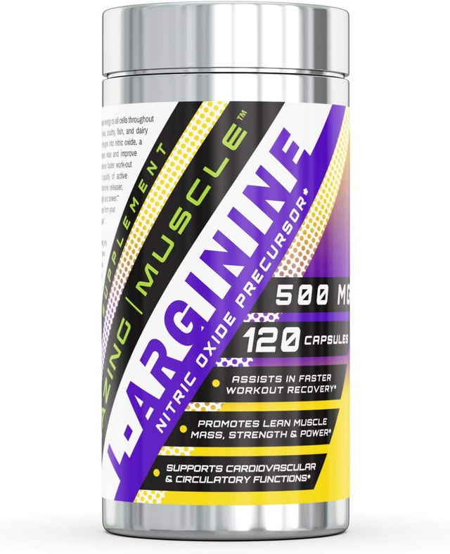 L-Arginine Essential Amino Acid Supplement | 500 Mg per Serving | 120 Capsules | Workout Muscle Recovery