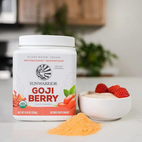 Sunwarrior Organic Goji Berry Supplement | Plant Based Superfood Powder with Vitamin A, 250G