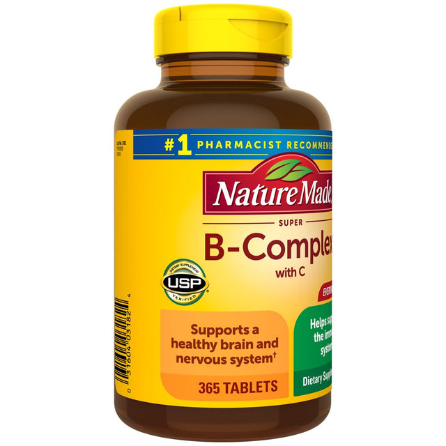 Nature Made Super B Complex with Vitamin C and Folic Acid Tablets, Dietary Supplement, 365 Count