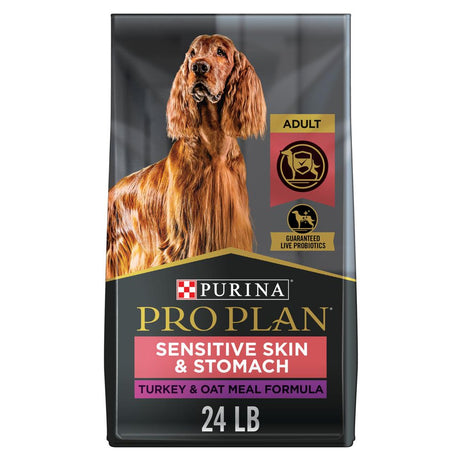 Purina Pro Plan Sensitive Skin and Stomach Dog Food with Probiotics for Dogs, Turkey & Oat Meal Formula, 24 Lb. Bag