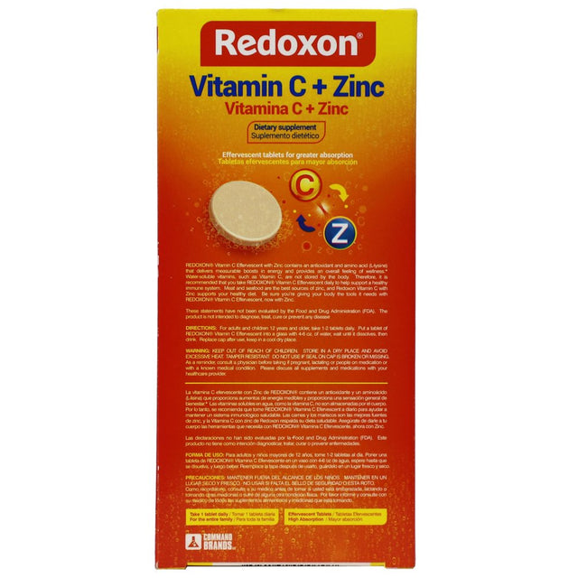 Redoxon Vitamin C & Zinc Effervescent Tablets to Help Strengthen Immune System, Unisex, 20 Count