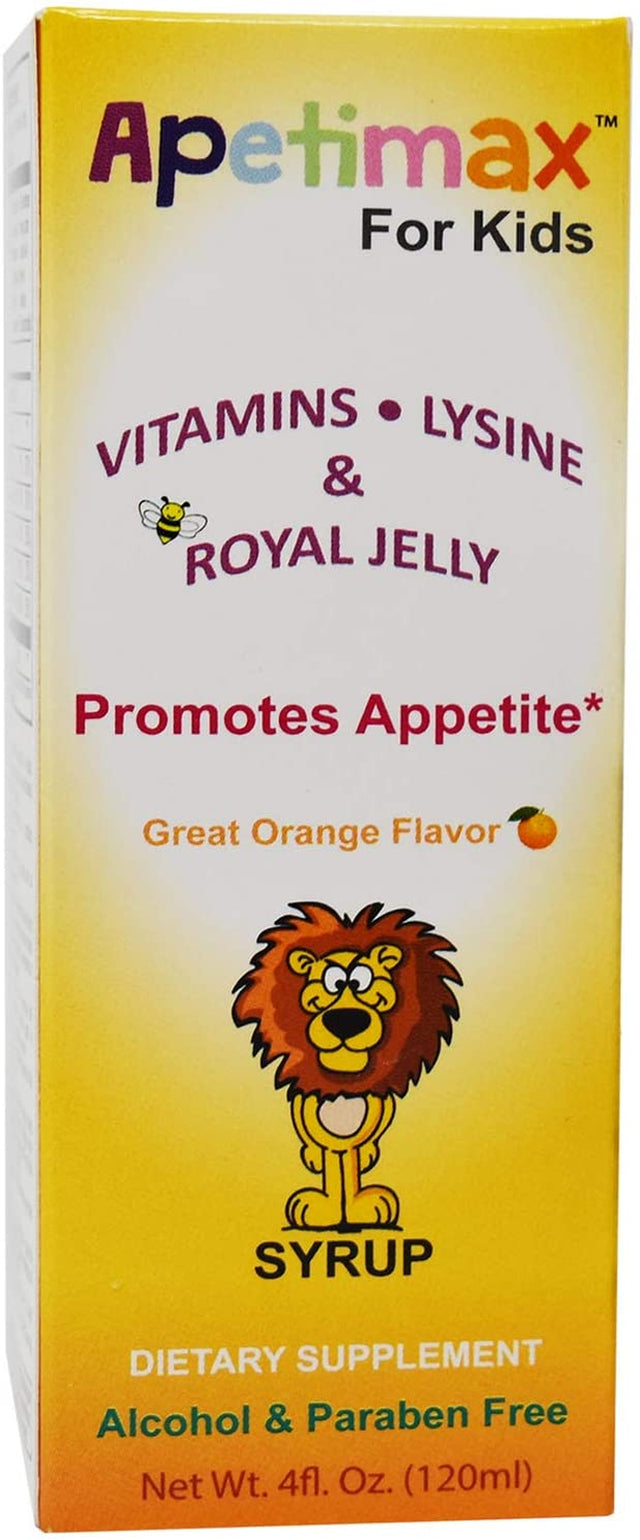 ELP ESSENTIAL Apetimax Vitamins Lysine Royal Jelly Promotes Appetite Syrup for Adults and Kids (4Oz for Kids)