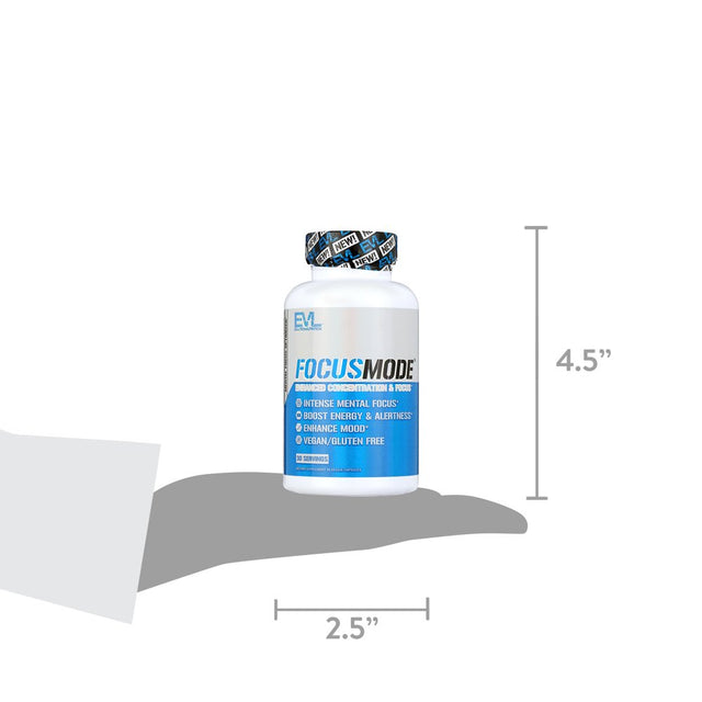 Mind and Memory Support Brain Supplement for Energy & Focus - Nootropic Brain Booster Pills with L-Theanine, L-Tyrosine & Natural Caffeine - EVL Focusmode Vitamin Supplement 30 Servings