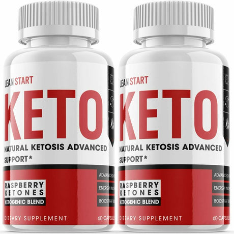 (2 Pack) Lean Start Keto - Supplement for Weight Loss - Energy & Focus Boosting Dietary Supplements for Weight Management & Metabolism - Advanced Fat Burn Raspberry Ketones Pills - 120 Capsules