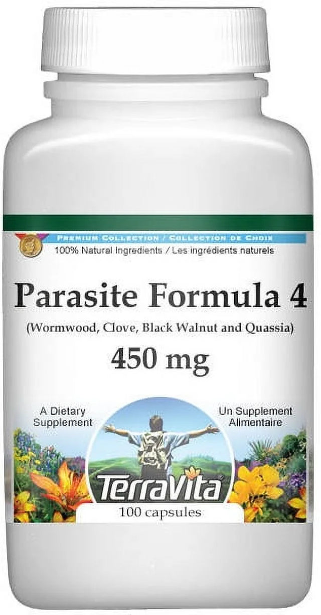 Terravita Parasite Formula 4 - Wormwood, Clove, Black Walnut and Quassia - 450 Mg, (100 Capsules, 2-Pack, Zin: 512115)