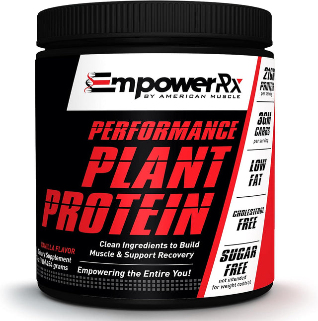 Empower Rx Performance Vegan Protein Powder Gluten Free Vanilla Plant Based Natural Protein - Non GMO for Building Muscles and Support Recovery (454G)