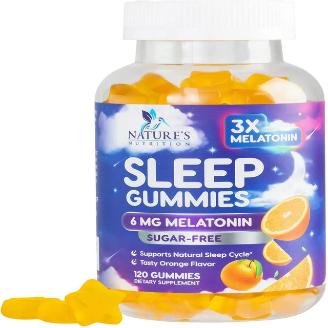 Sleep Melatonin Gummies for Adults Sugar Free - Natural Melatonin Sleep Gummy, Extra Strength Gummy Supplements, Sleep Support Vitamin Supplement, Vegan, Gelatin Free, Non-Gmo, 6Mg, 120 Sleep Gummies