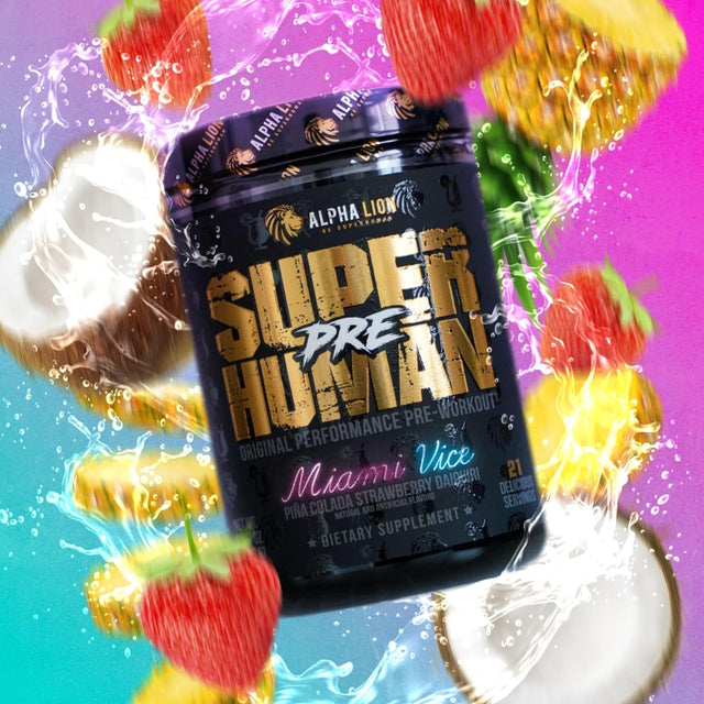 ALPHA LION Superhuman Pre Workout Powder, Beta Alanine, L-Taurine & Tri-Source Caffeine for Sustained Energy & Focus, Nitric Oxide & Citrulline for Pump (21 Servings, Miami Vice)