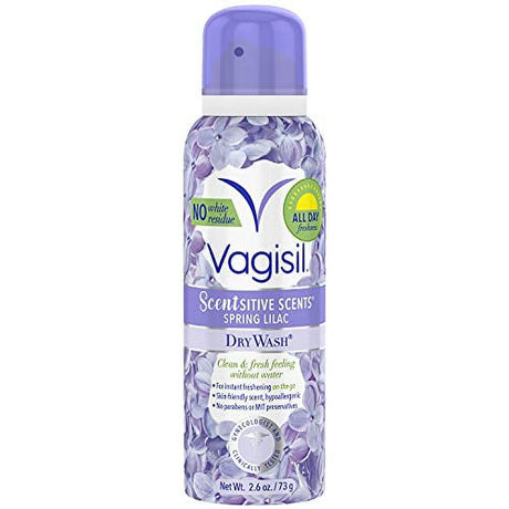 Vagisil Scentsitive Scents Dry Wash Spray, Spring Lilac, Purple, 2.6 Oz