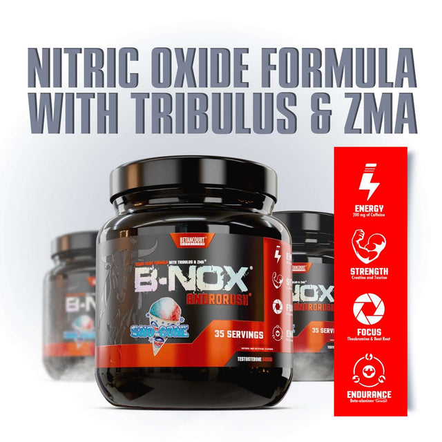 B-Nox Androrush - Sno Cone, Pre-Workout & Testosterone Enhancer, Powder Supplement, Betancourt Nutrition 35 Serving)