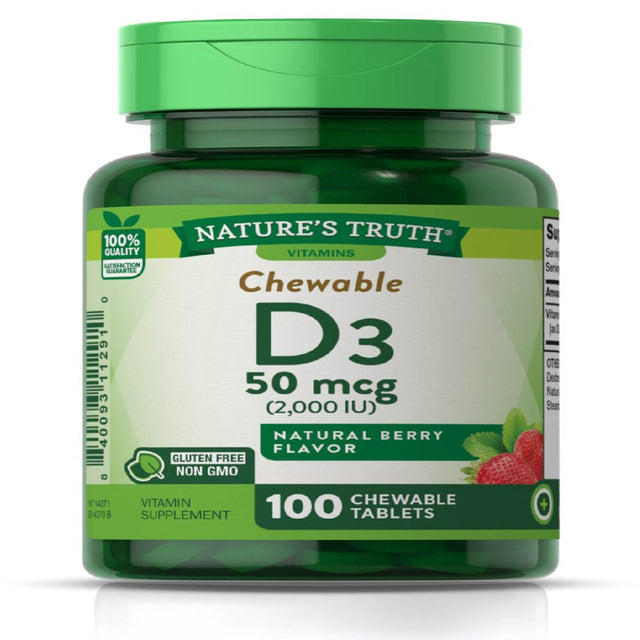 Chewable Vitamin D3 2,000 IU | 100 Tablets | Berry Flavor | Vegetarian, Non-Gmo, Gluten Free | by Nature'S Truth