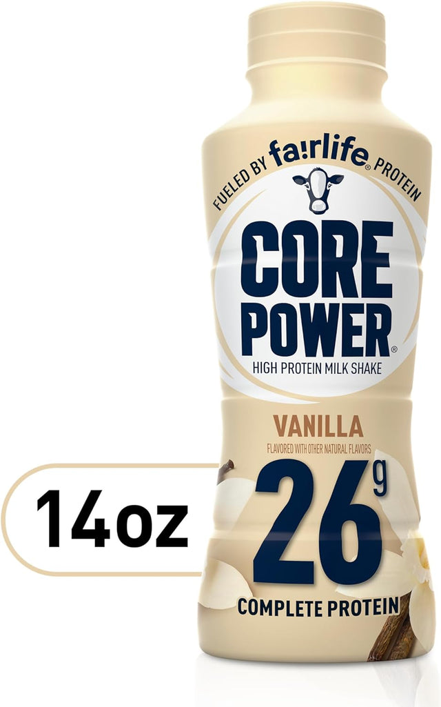 Core Power Fairlife 26G Protein Milk Shakes, Ready to Drink for Workout Recovery Liquid, Vanilla, 14 Fl Oz Bottle, Kosher (Pack of 12)