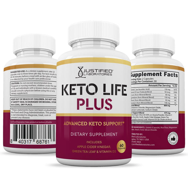 (3 Pack) Keto Life plus Keto ACV Pills 1275Mg Dietary Supplement 180 Capsules