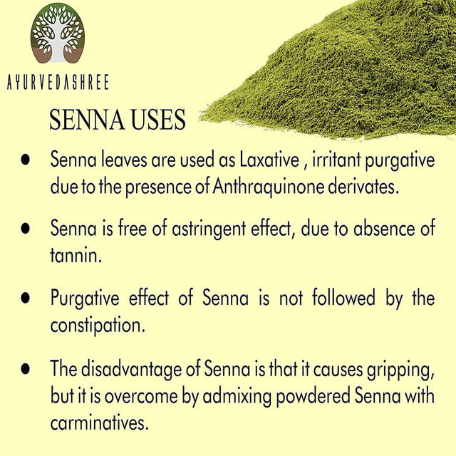 AYURVEDASHREE Senna Leaf Powder 200 Gm . Cassia Angustifolia Powder . Natural Herbal Laxative . Ayurvedic Herbal Supplement to Support Digestive Function . Removes Unwanted Materials